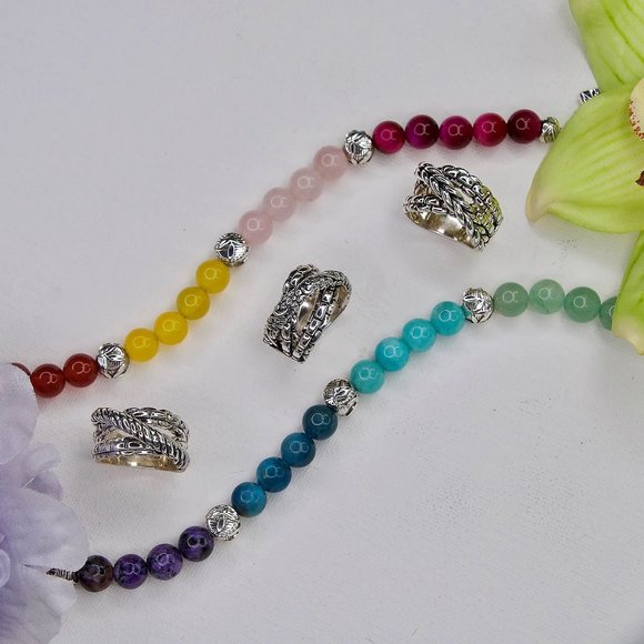 John Hardy JAI Wide Floral Carved Cross-Over Band Sterling Silver Ring - 6.5 - Picture 13 of 13